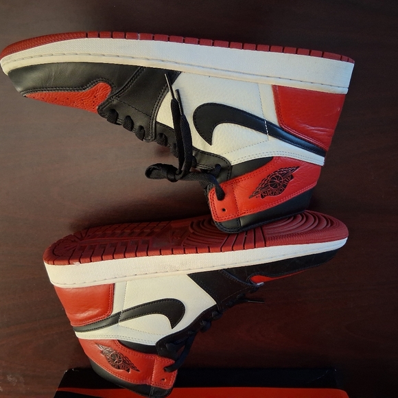 Air Jordan 1 Retro High OG Bred Toe 555088-610 Gym Red Black Summit White Sz 12 - Picture 2 of 7
